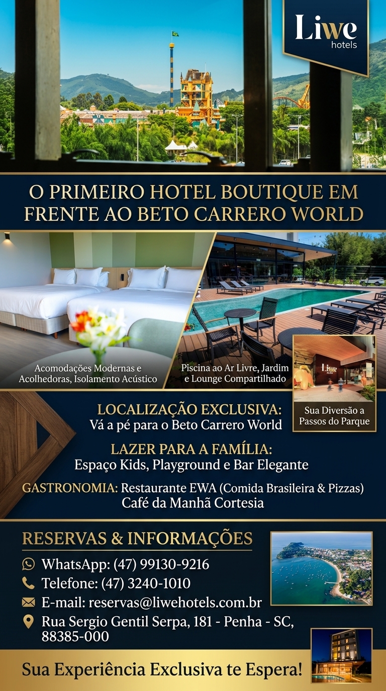 Arte oficial do Liwe Hotels em frente ao Beto Carrero World, em Penha