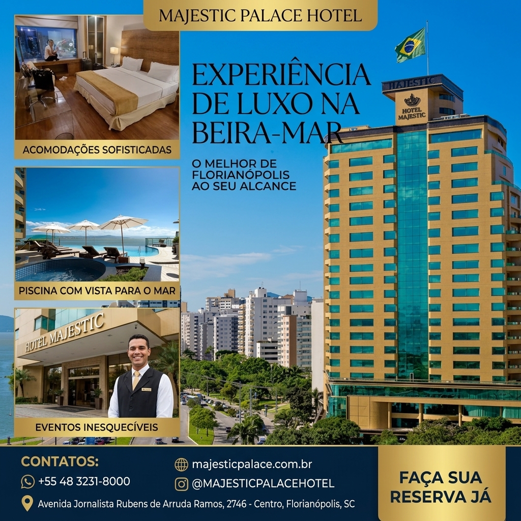 Fachada do Majestic Palace Hotel na Avenida Beira-Mar Norte, em Florianópolis