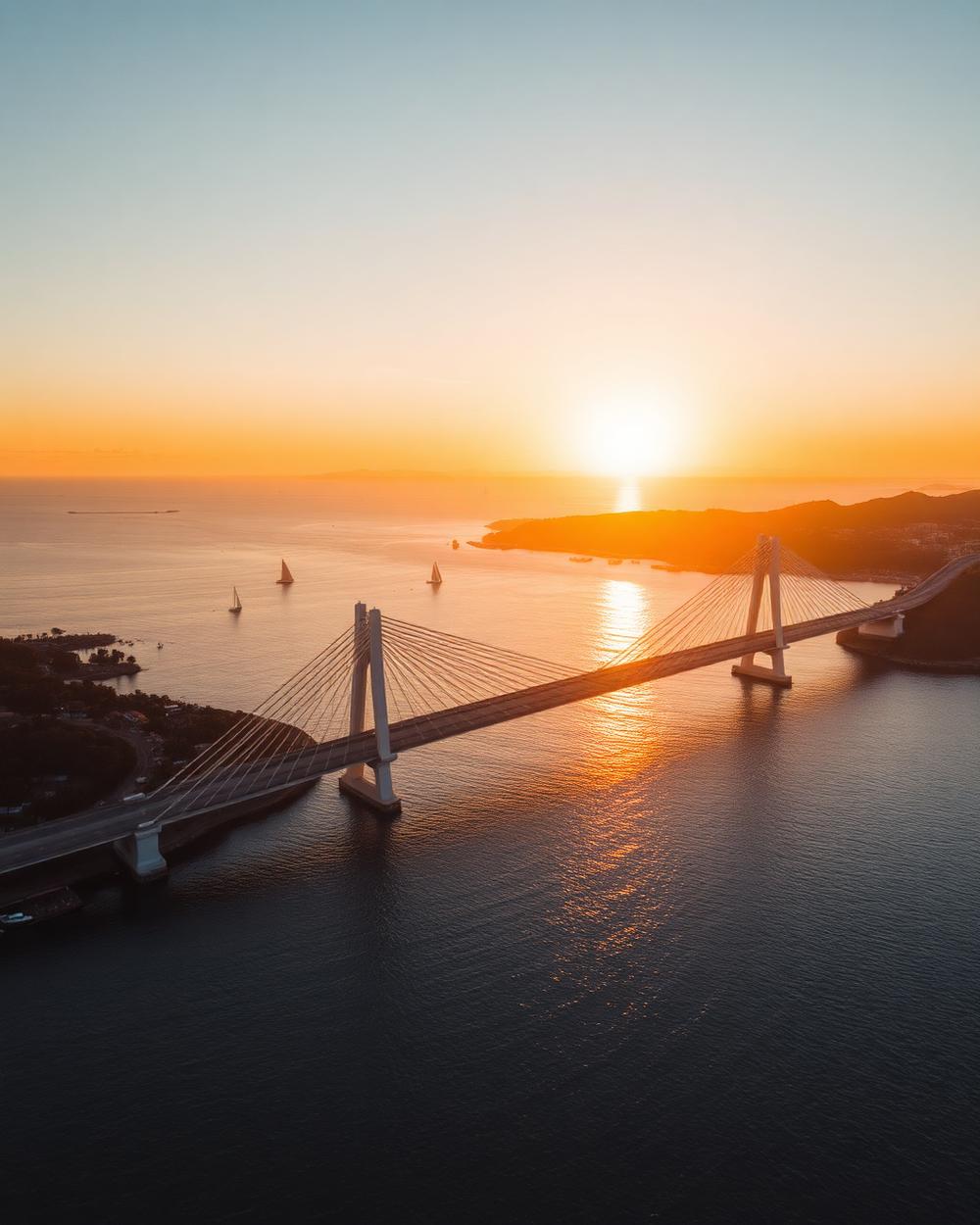 Hercílio Luz Bridge in Florianópolis at sunset